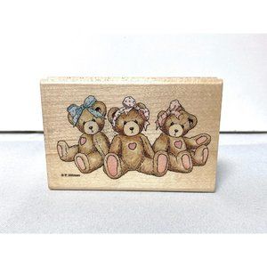 Stampendous Rubber Stamp TM005 Sarah Jackie Karen Teddy Bears Wood Mounted USA